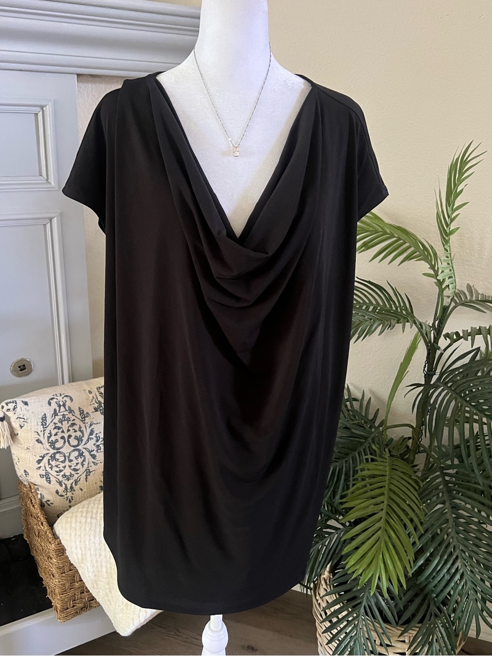 Lane Bryant Draped Black Top
